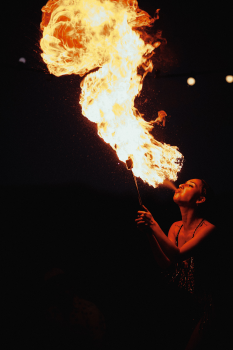 Mesmering fire breathing show